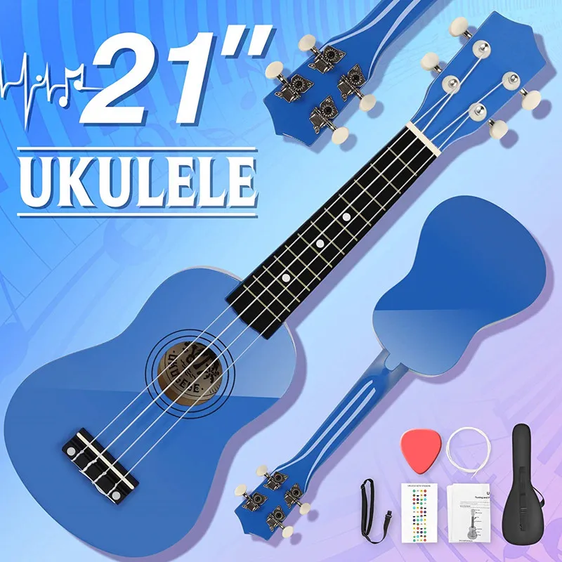 Укулеле сопрано из липы 21 дюйм 4 струны стартовый комплект для начинающих с