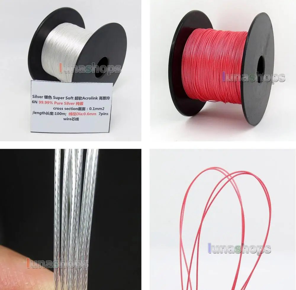 Кабель для передачи сигнала из чистого серебра 99.9% 30AWG диаметр 7/0 мм DIY LN004429|silver