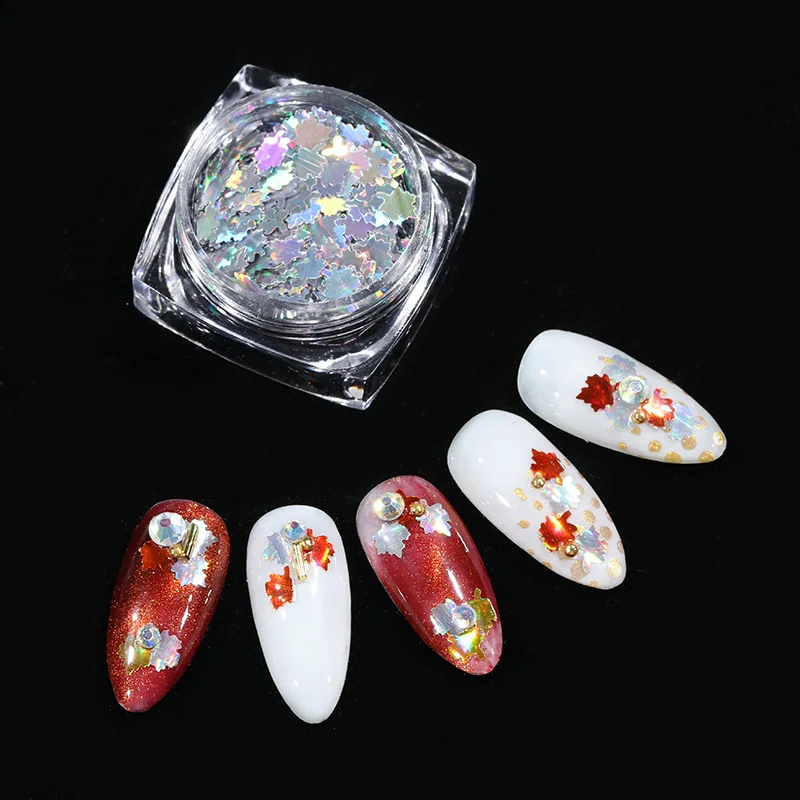 Блестки для ногтей с Кленовым листом блестки дизайна хлопья в форме снежинки