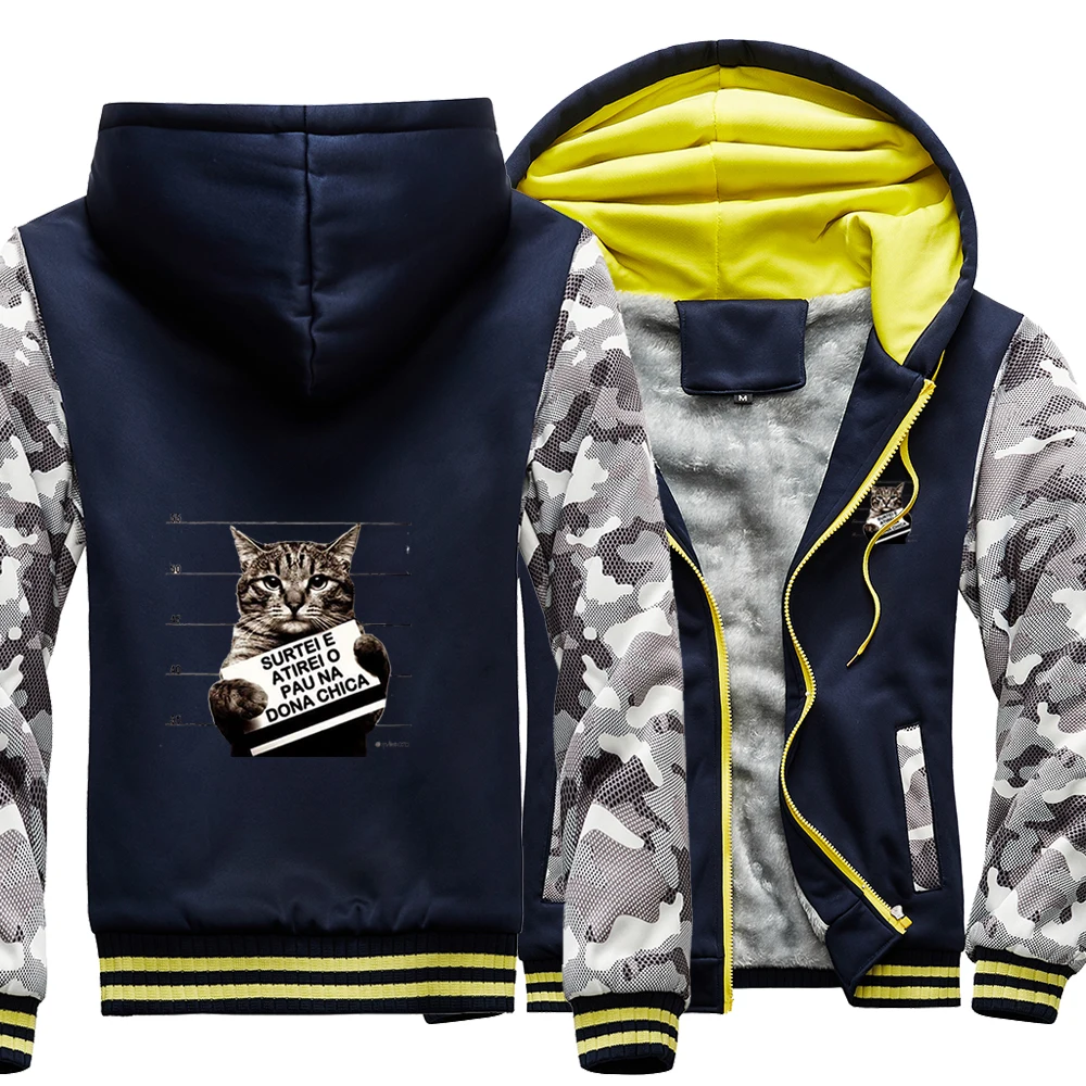 

Charges Do Dia Surtel Atireo Kawaii Cat Camo Raglan Thick Hoodies Winter Warm Printed Sweatshirts Coat Men Fitted Street Jackets