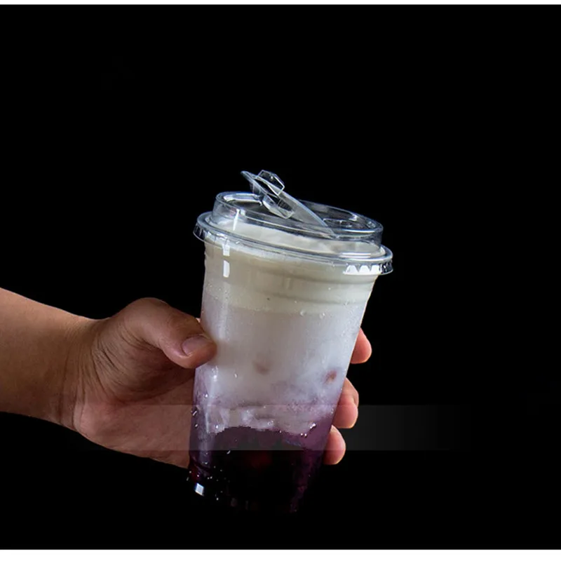 

50pcs High quality 98mm caliber cup disposable transparent plastic cups PET cold drink juice milk tea coffee cup with covers