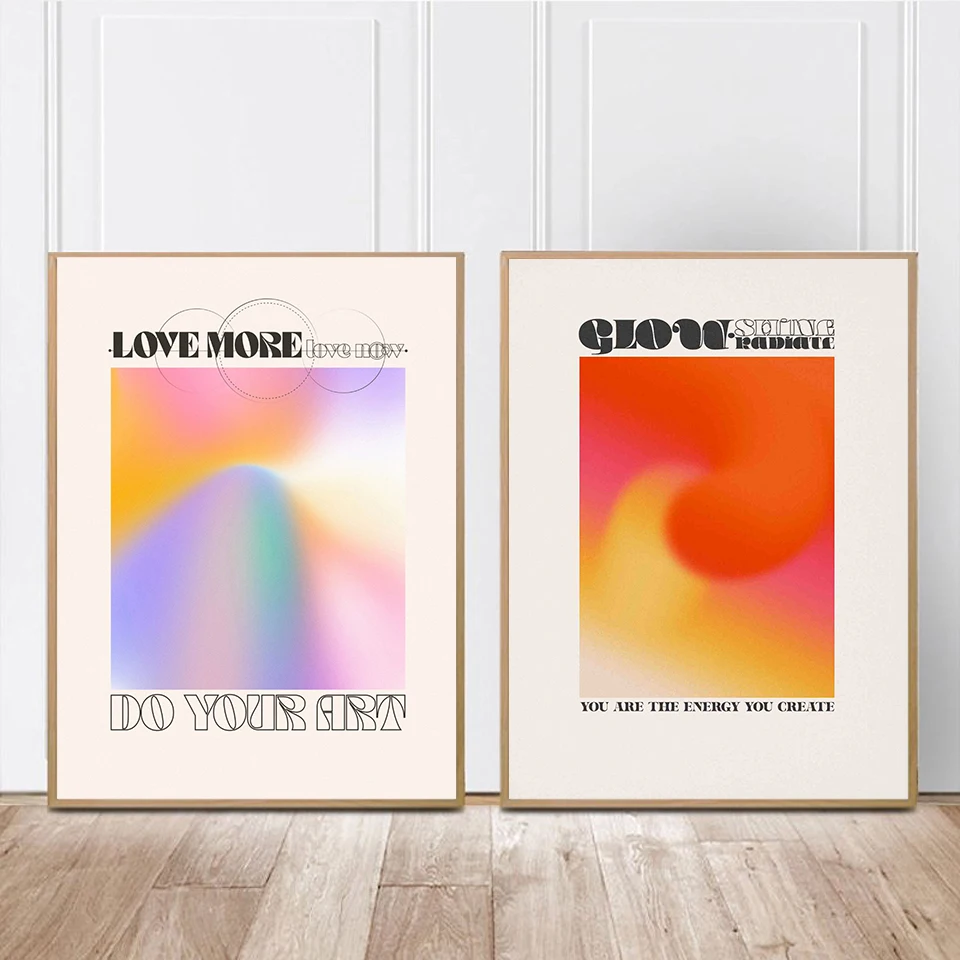 

Nordic Retro Gradient Poster Canvas Painting Abstract Wall Art Grainy Gradient Aesthetic Print Picture Psychedelic Home Decor