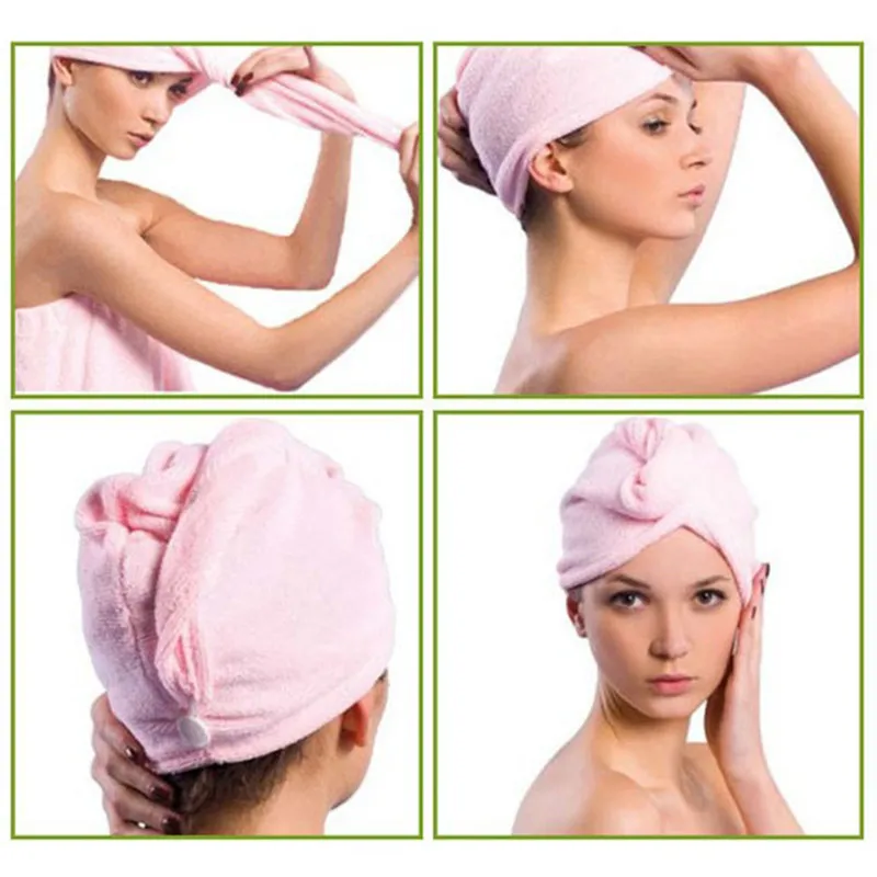 1pc Magically Dry Hair Cap Microfiber Towel Quick Magic Drying Tu rban Wrap Shower Bathing Hat czepek na wlosy @5 | Дом и сад