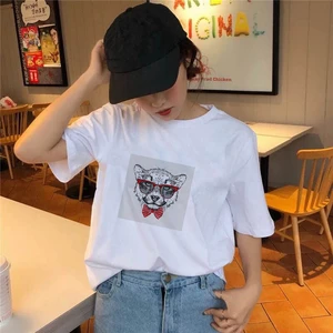 Oversized Women T Shirt Kawaii Anima Graphic Print 90s White T-shirt Cartoon Tops Tee Summer Short Sleeve Tshirt Female Clothing