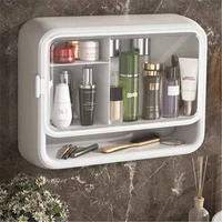 cosmetic storage box wall mounted hole free dustproof household large capacity toilet wall mounted bathroom shelf