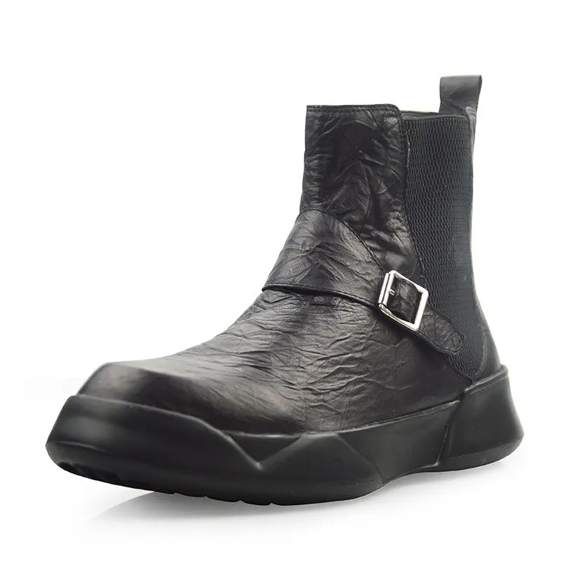 Мужские ботинки Челси на толстой платформе в готическом стиле из натуральной