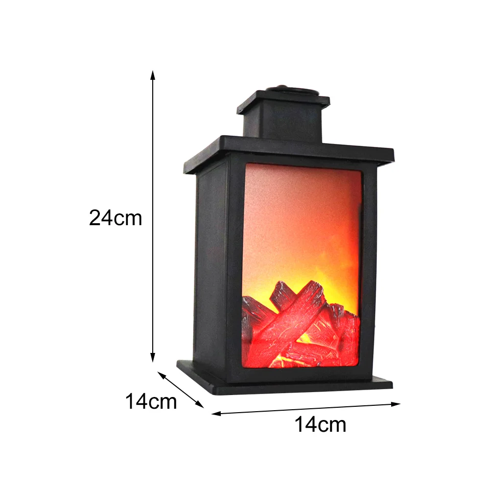 

Battery Operated Gift Retro Fireplace Flame Led Handle Lantern Light Outdoor Indoor Ornament Portable Lawn Decorative Hanging