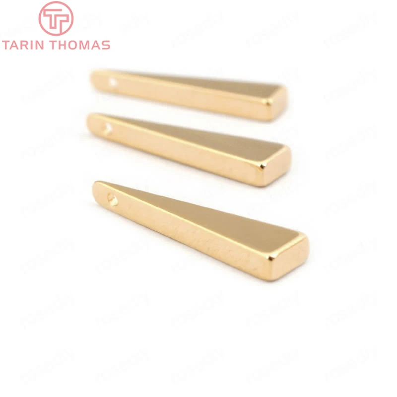 

(33568)10PCS 22*5MM 24K Gold Color Brass Long Triangle Charms Pendants High Quality Diy Jewelry Findings Accessories wholesale