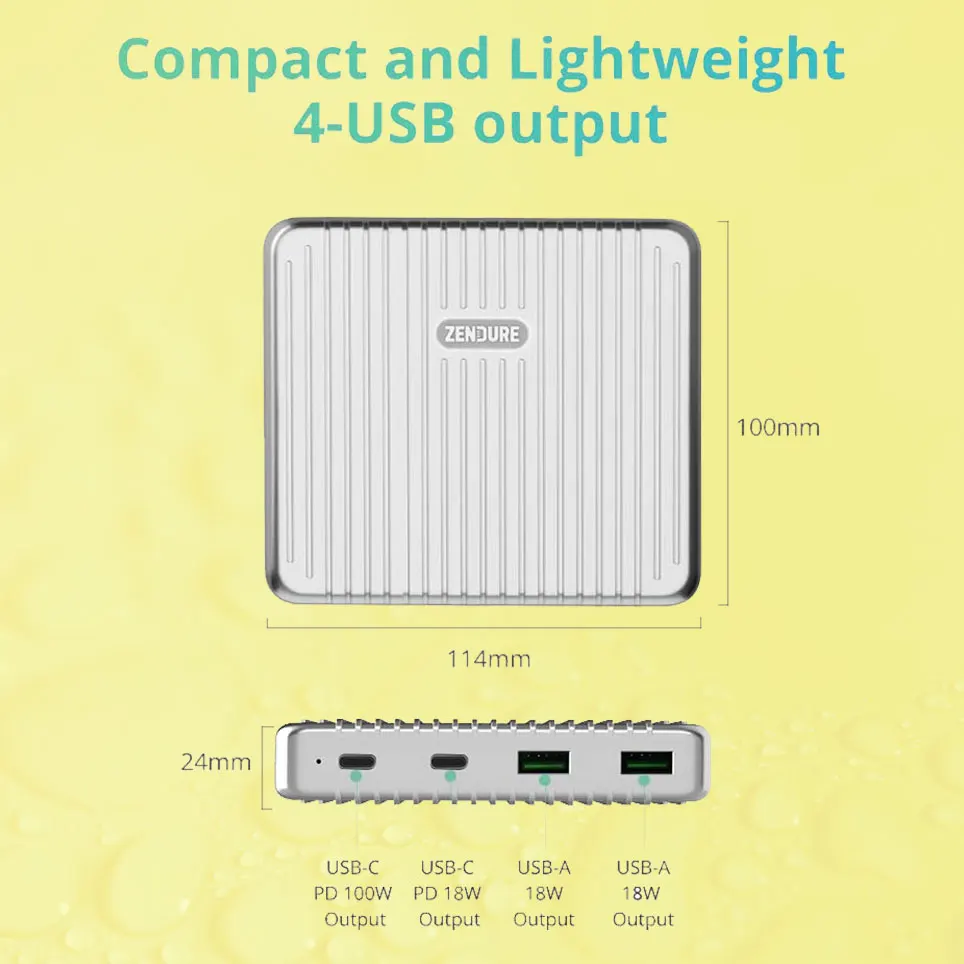 

2021 100W USB-C wall charger, Superport 4 laptop power adapter, with 2 PD ports (100W&18W), 2 Zen+ USB ports 18W