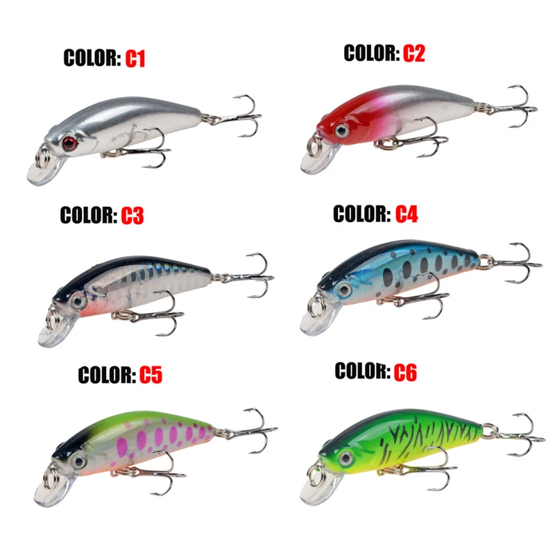 Sinking Minnow Fixed Weight Fishing Lure 55mm 6.5G Wobbler Armed With 2 Hooks Shore Rock Trout Bait Tackle images - 6