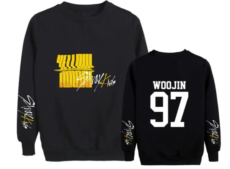 Модные детские худи в стиле K-POP straykids с рисунком имени человека из желтого дерева