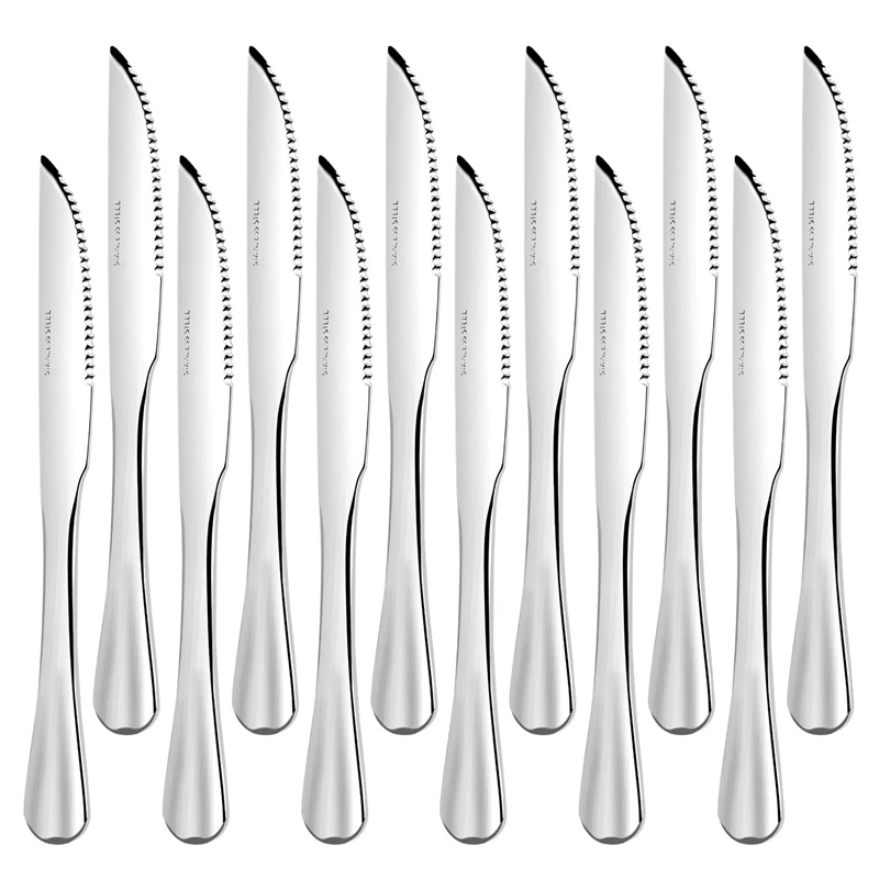 

Steak Knives, Heavy-Duty Stainless Steel Steak Knife Set Of 12 For Chefs Commercial Kitchen Great For Bbq Weddings Dinners Parti