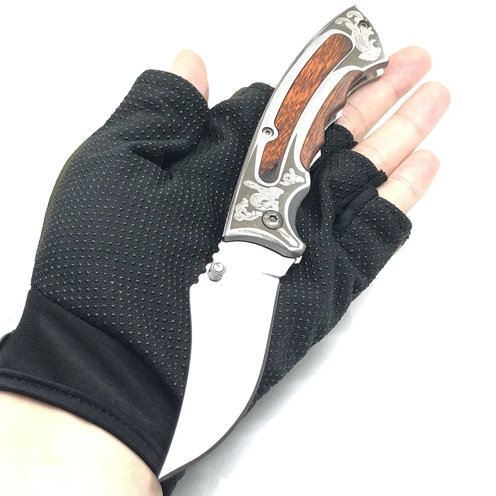 Тактический нож с лезвием 440C карманный охотничий походный деревянной ручкой