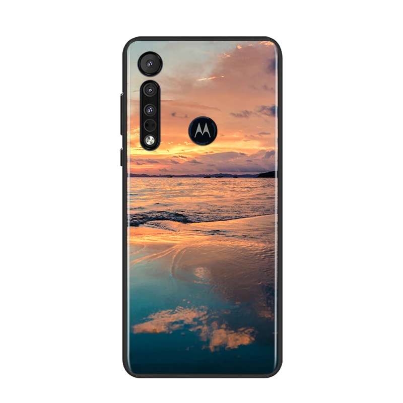 

Sunset Beach Sea for Motorola G9 G8 G Edge One E7 E6 Power Lite Marco Hyper Fusion Plus Play Black Phone Case