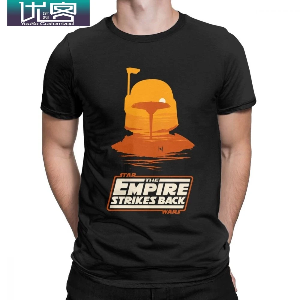 Звездные войны Мужская футболка Boba Фетт облако закат в городе Винтажная из