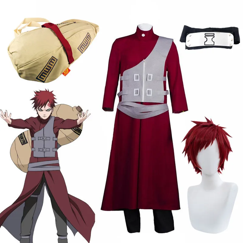 Anime Cosplay Kazekage Sabaku No Gaara Clothing For Man Halloween Costumes For Woman Wig Bag Carnival Performance