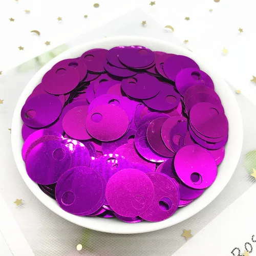 Rose red Matte Black Sequins 20mm Flat Round PVC Loose Paillettes with Big Side Hole Sequin DIY Sewing Garment Lentejuelas Para Coser 20g - Цвет: Rose red