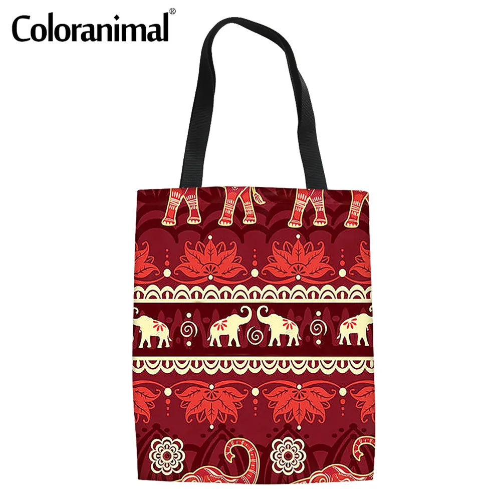 

Coloranimal 2021 Ethnic Design Women Tote Shopper Bag Fashion African Tribal Pattern Ladies Grocery Bag Canvas Linen Bolsa Hot