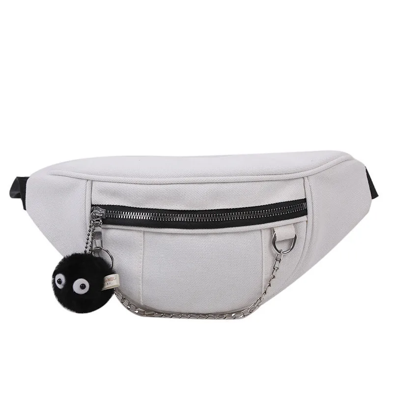 

Waist Bag New Women Chain Waist Bag Designer Canvas Fashion Casual High Capacity Travel Phone Chest Banana Bag Female Waist Bag