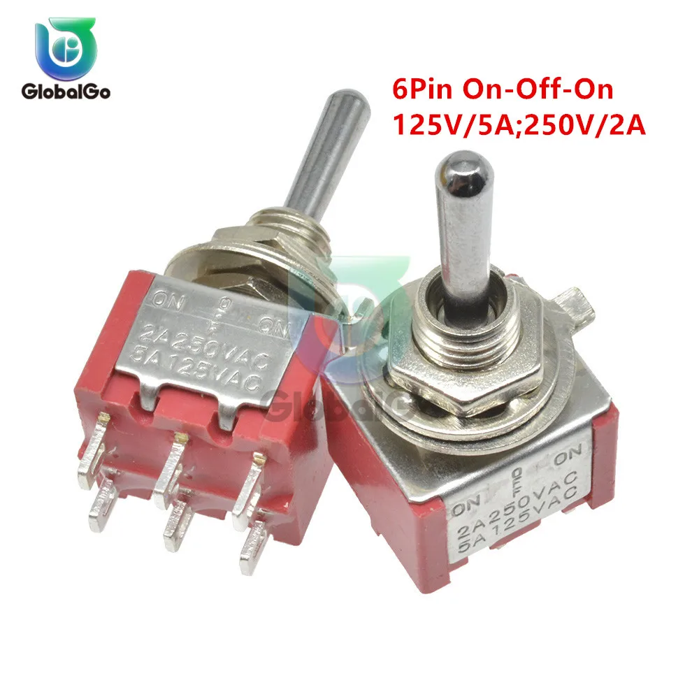 

MTS-223 Self-resetting Toggle Switch 6pin On-Off-On 13*11.6MM Silver Contact 6P 125V 5A 250V 2A Power Toggle Switches