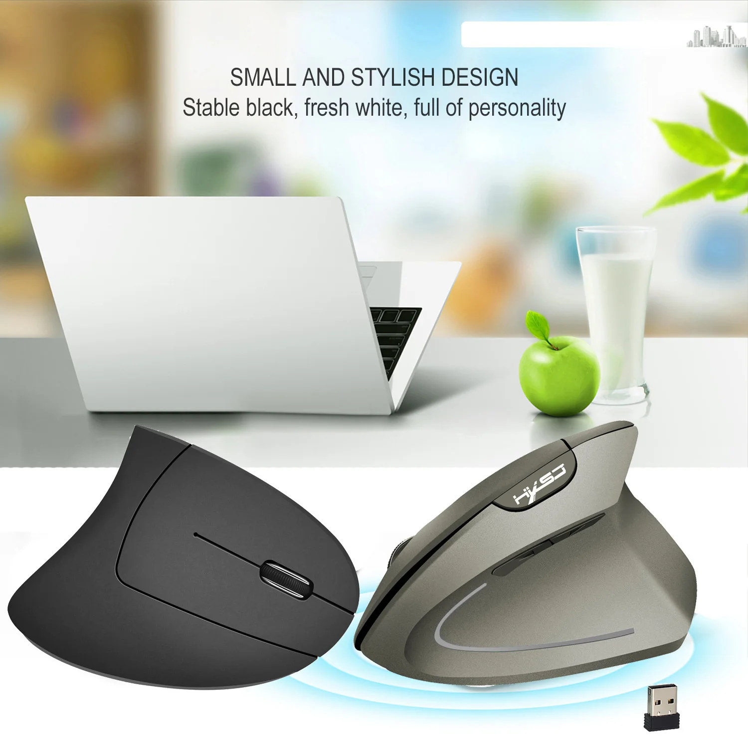 

HXSJ T24 Wireless Vertical Mouse Ergonomic 3 DPI optional Adjustable 2400 DPI 6 Keys Mouse