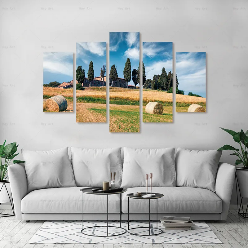 

5 Pieces Modern Posters Prints Mountain Lake Forest Waterfall Canvas Painting Pictures Wall Art Home Decor