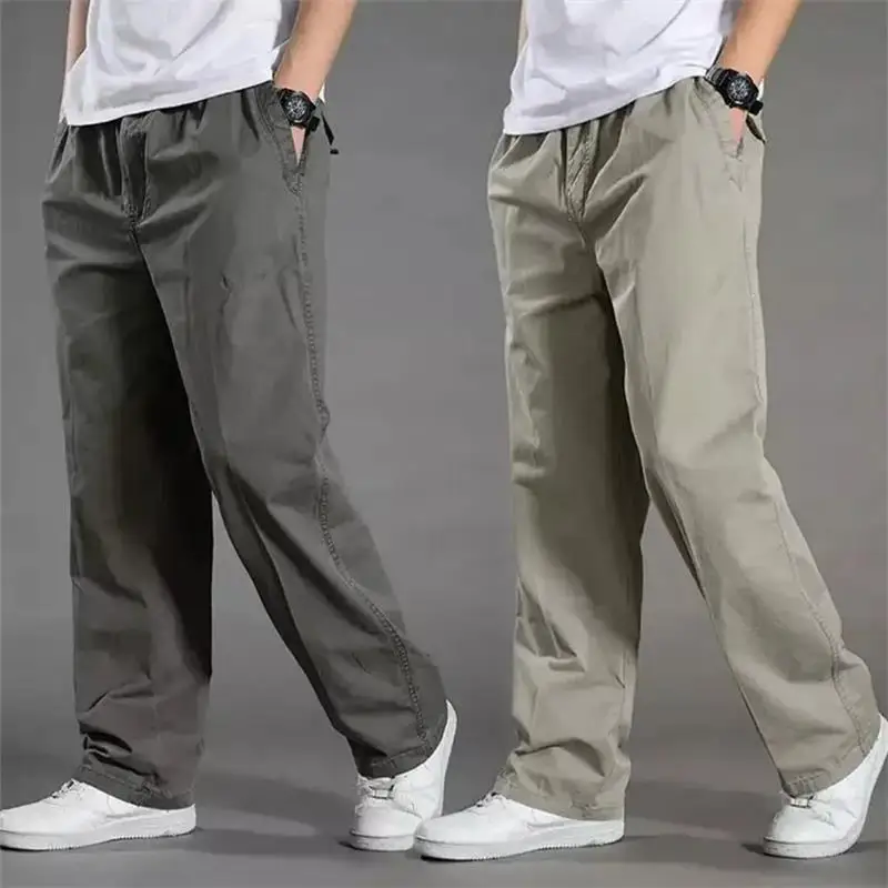 

New wide leg pants Multi Pocket overalls spring large straight casual pants men's outdoor loose sports pants