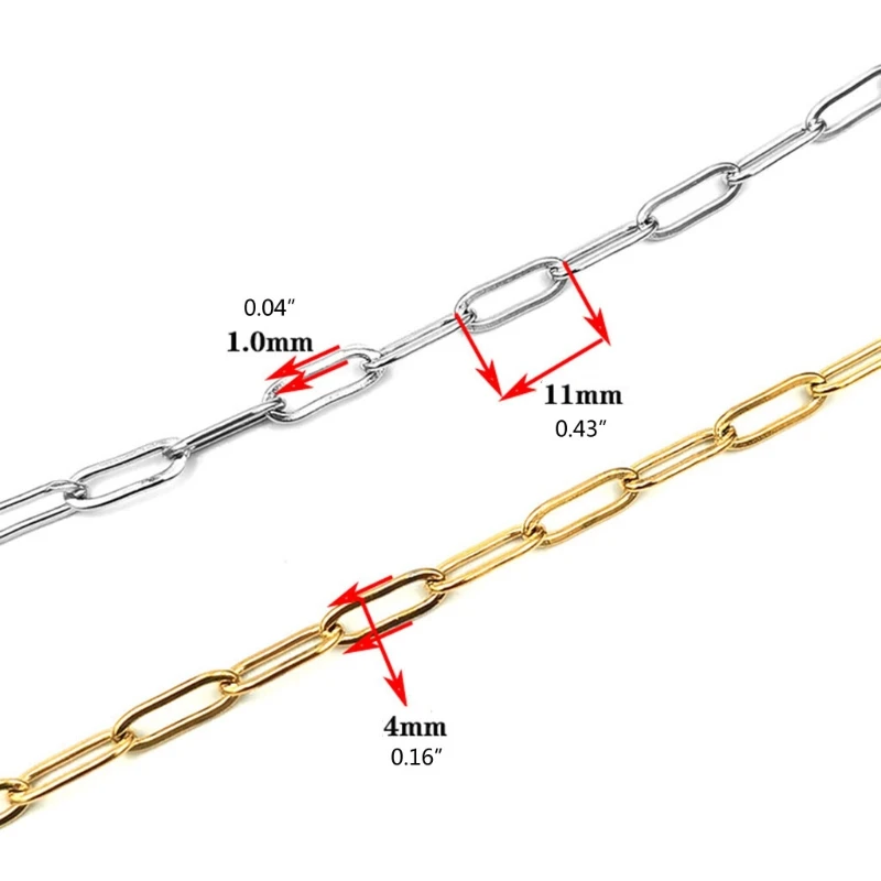 

Stainless Steel Chain for Jewelry Making Gold/Silver Plated Paperclip Chain Oval Link Chain Bulk for DIY Jewelry Making