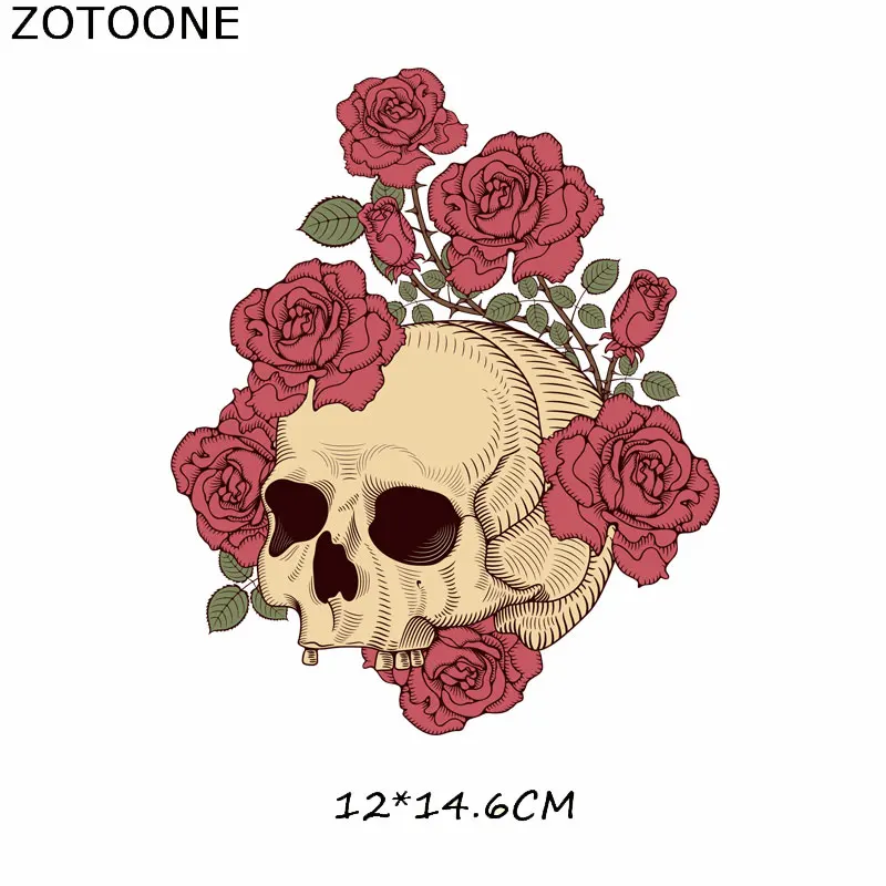 ZOTOONE цветок череп патч крутые наклейки в стиле панк утюжок на патчи для одежды