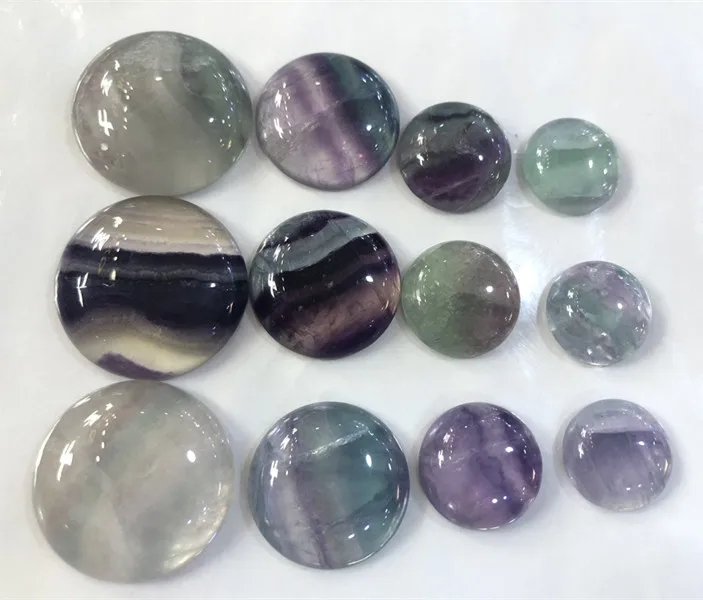 

Wholesale 4pcs/lot Rainbow Fluorite Bead cabochon 18mm 20mm 25mm 30mm Round Gem stone Cabochon Ring Face