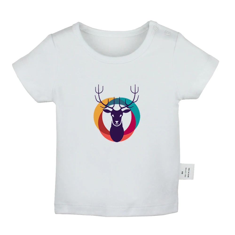 Christmas Reindeer Retro Elk Deer FAMOUS STARS Symbol Newborn Baby T-shirts Toddler Graphic Solid Color Short Sleeve Tee Tops | Детская