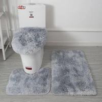 Toilet Seat Cover Carpet Plush Toilet 3Pcs Set Non-slip Bathroom Absorbent Set Bath Rugs Toilet Cover Bathroom Accessories Set