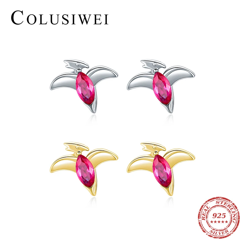

COLUSIWEI коллекция динозавров 925 Стерлинговое Серебро Pterodactyl серьги-гвоздики для женщин девочек милые животные ювелирные изделия аксессуары