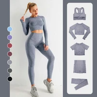 235pcs seamless women yoga set workout sportswear gym clothing fitness long sleeve crop top high waist leggings sports suits