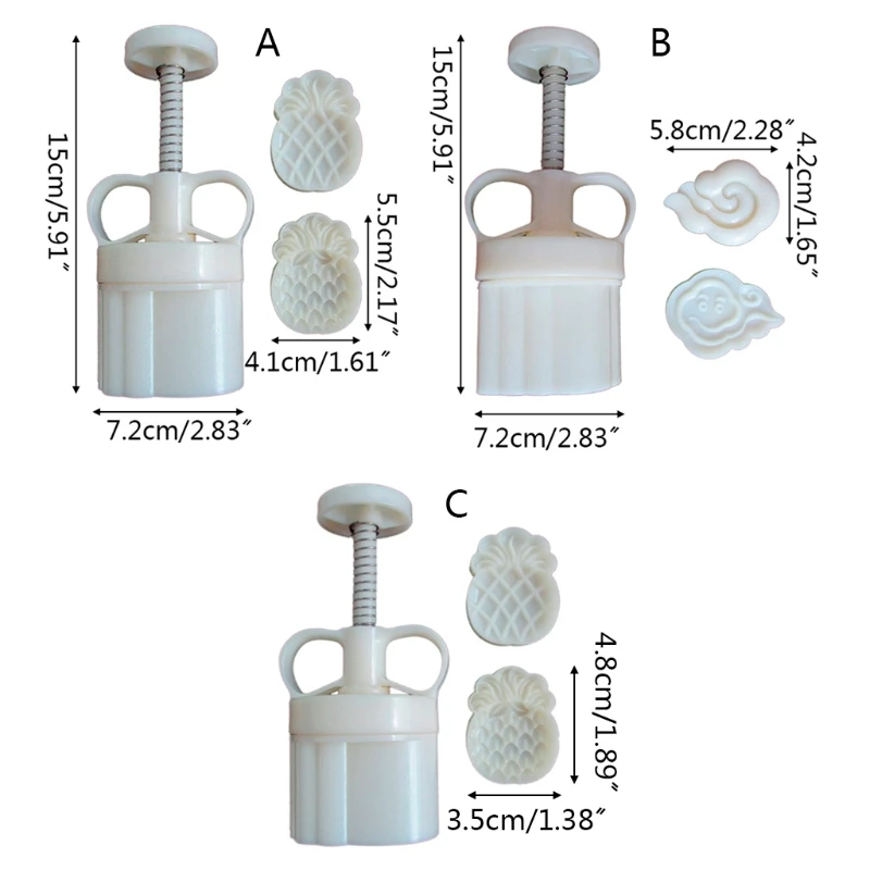 

25g Barrel Mooncake Mold with 2 Pineapple Cloud Stamps Cookie Cutter Hand Press Green Bean Pastry Mould DIY Bakeware Mid-autumn