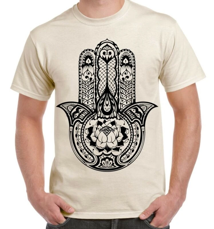 Племенная Хамса рука Фатимы татуировки большой печати Мужская футболка | одежда