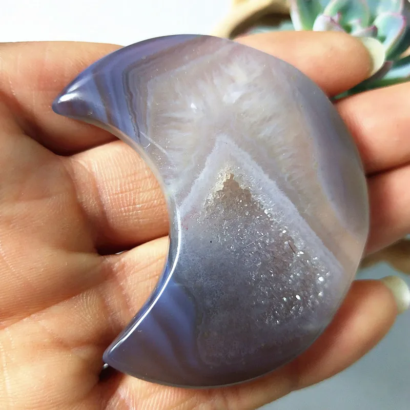 Натуральные камни и кристаллы кристальная Форма Луны агат Кристалл кластер
