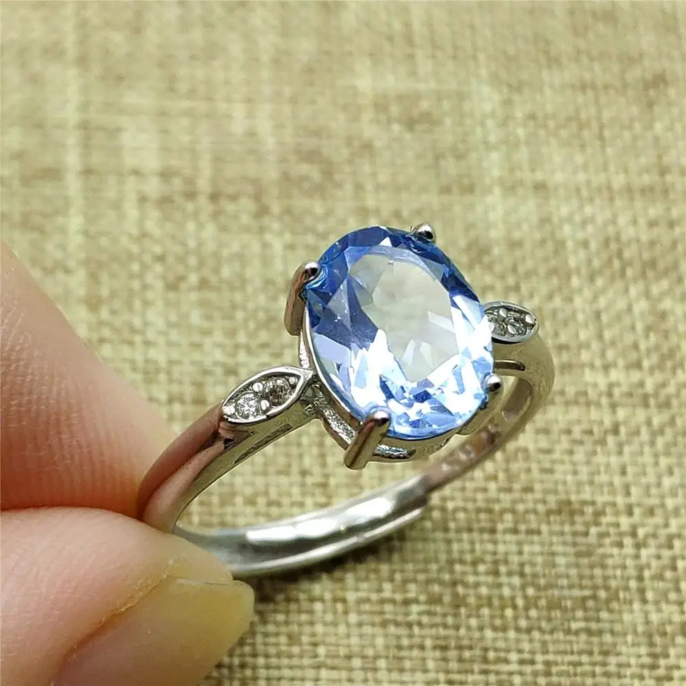 Подлинное кольцо с натуральным топазом и синим драгоценным камнем регулируемое