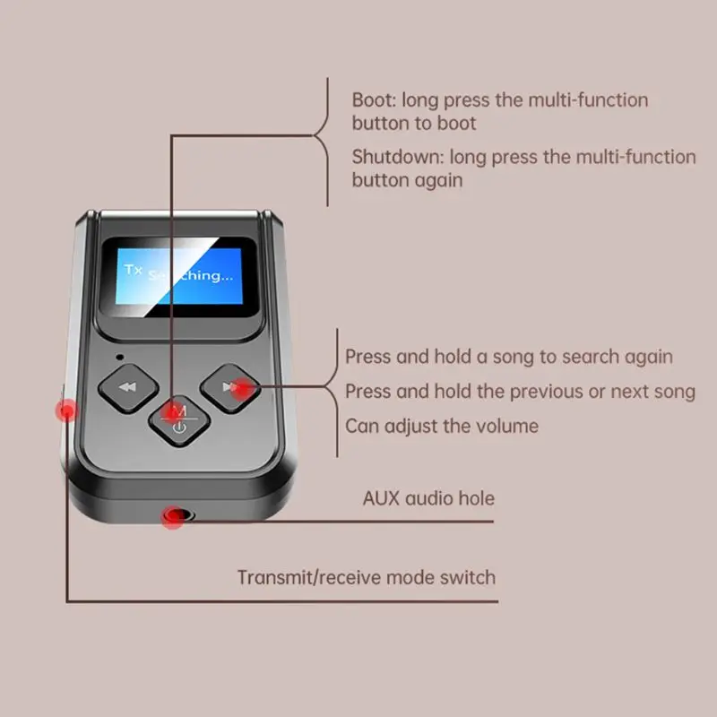 

Wireless Bluetooth 5.0 Transmitter Receiver with LCD Display Screen Adapter