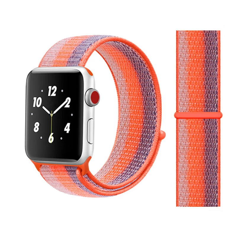 strip orange blue Спортивная петля для Apple watch Band 4 5 correa iwatch 3 2 1 42 мм 38 мм 44 мм 40 мм Apple watch ремешок браслет pulseira аксессуары - Цвет ремешка: strip orange blue