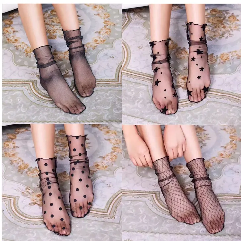 

Sexy Bling Glitter Crystal Silk Socks for Women Short Nylon Summer Transparent Socks Short Invisible Boat Socks Slippers Casual
