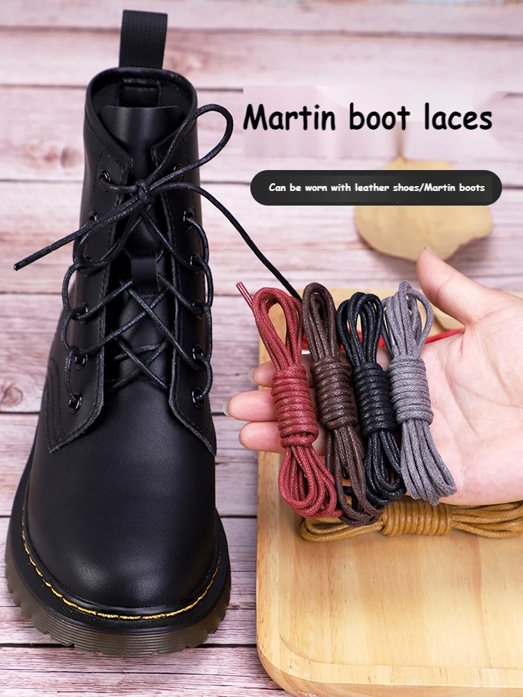 

1Pair Cotton Waxed Shoe laces Round Leather Shoelaces for Oxford Boots Waterproof Shoelace Length 60/80/100/120/140/180cm