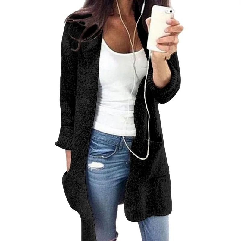 Loozykit Women's Jacket Fashion Long Sleeve Winter Casual Polyester Solid Split Fork Thin new | Женская одежда