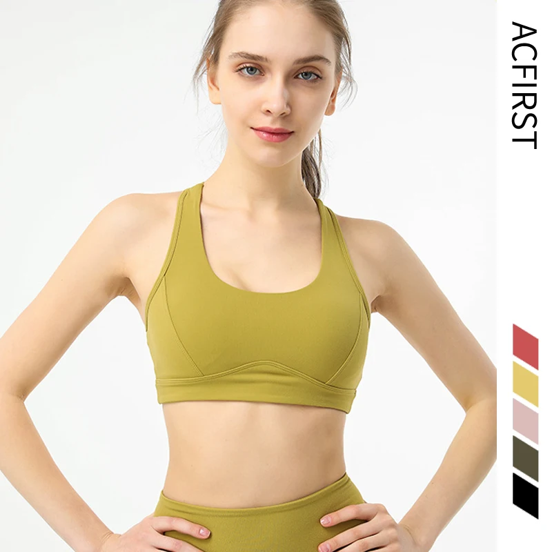 

AcFirst Women Green Sexy Fitness Bras Breathable Hollow Out Sports Bra Yoga Athletic Gym Running Workout Push Up Sport Tops