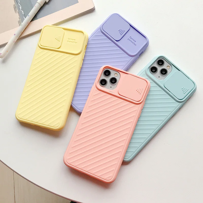 slide camera lens protection case for iphone 11 pro max xr xs max 6 6s 7 8 plus x se candy color soft tpu silicone back cover free global shipping