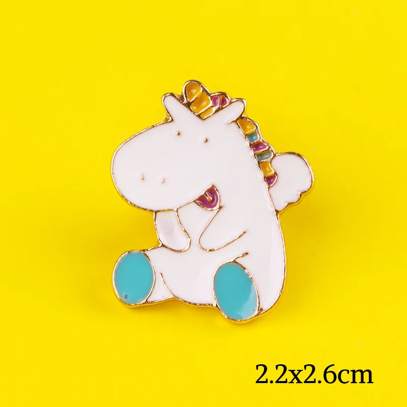 Мультфильм милый значки с единорогом для рюкзак Значки одежды животных эмаль на