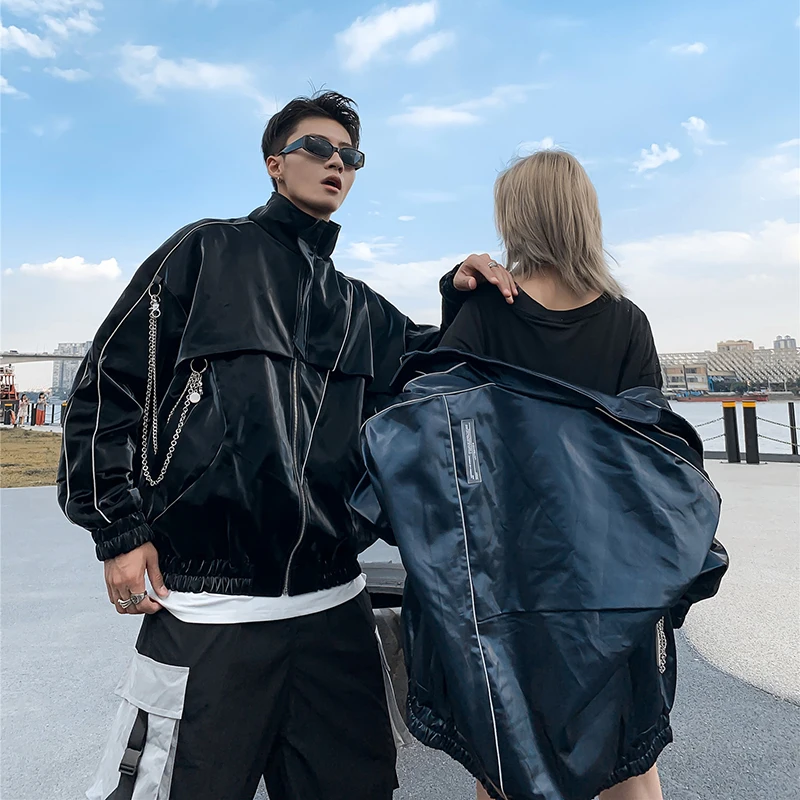 Мужская кожаная куртка Mirecoo светоотражающая искусственная кожа модная уличная