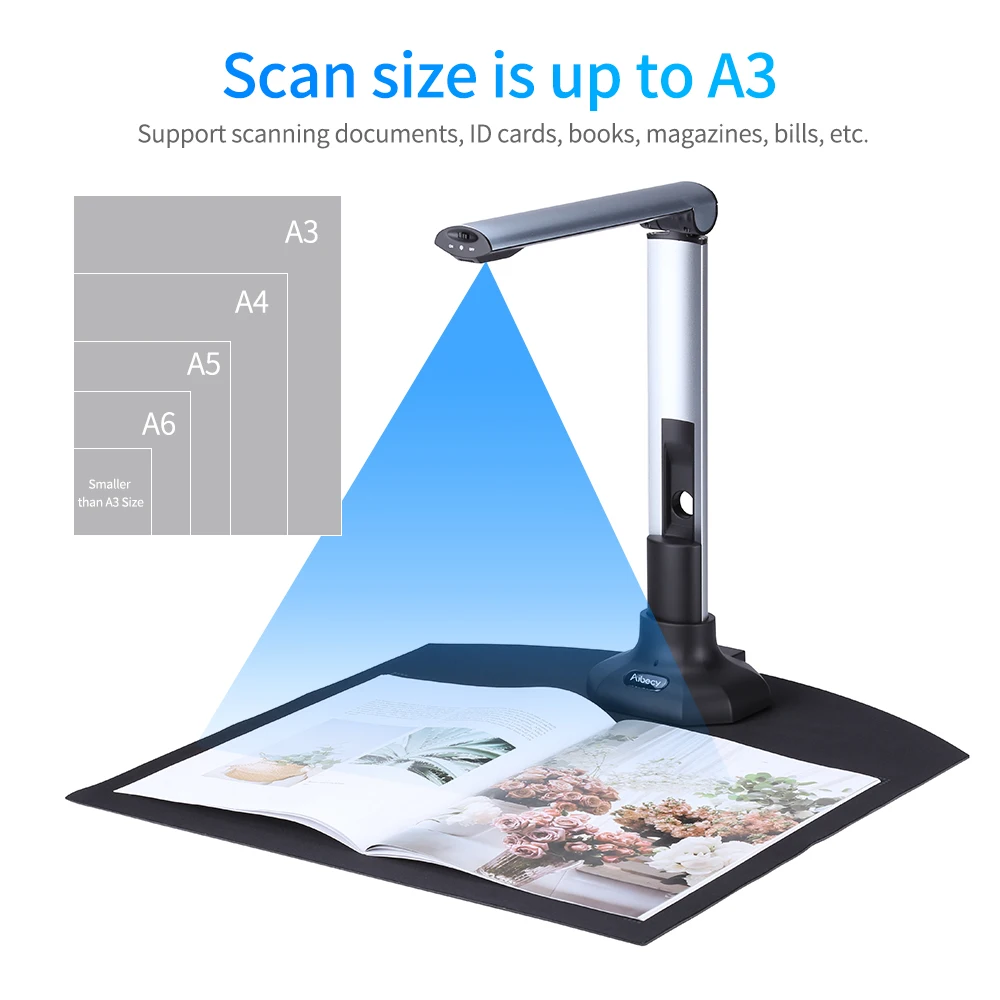сканер для документов Портативный Aibecy A3 размера BK52 чтения и HD 10 мегапикселей USB 2 0