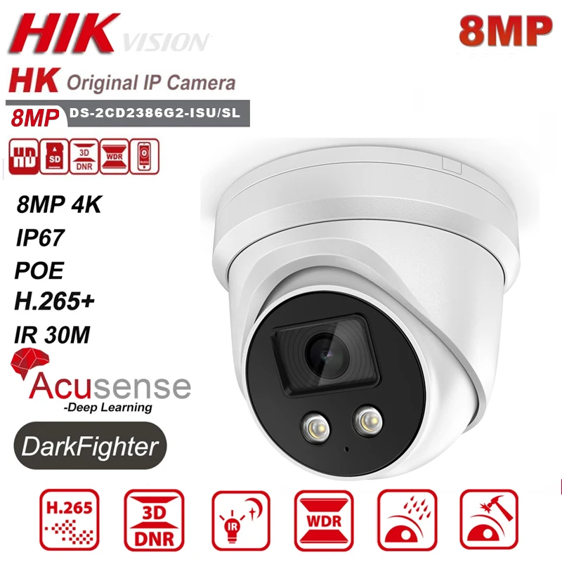 

Hikvision 8MP IP Camera 4K POE AcuSense DS-2CD2386G2-ISU/SL H.265+ DarkFighter IP67 IR 30M Built-in Mic & Speaker Light Alarm