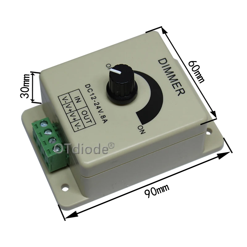 12V 24V LED Dimmer Switch 8A Voltage Regulator Adjustable Controller for Strip Light Lamp | Освещение